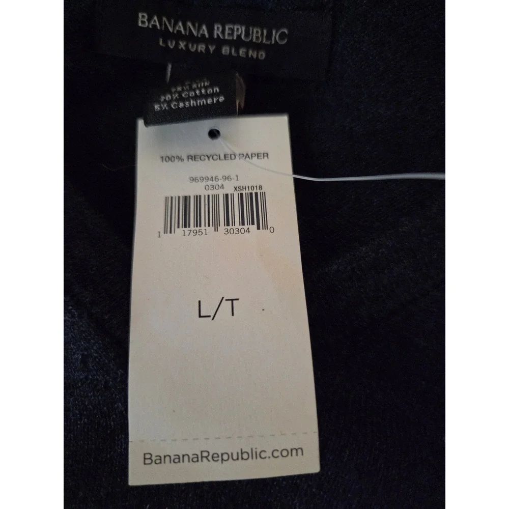 Banana Republic Sweater Mens L Tall Silk Cotton Cashmere V Neck Pullover Soft
